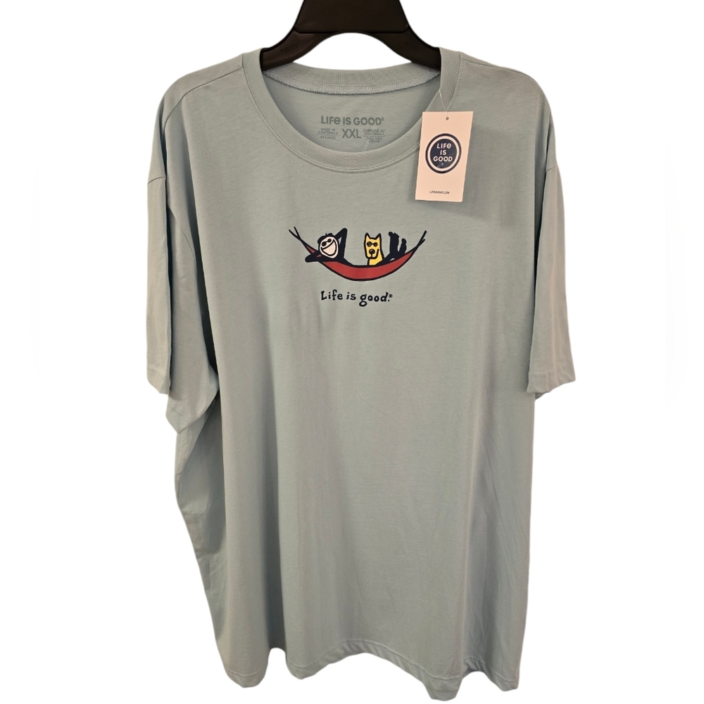 NWT Life is Good Jake Rocket Hammock Graphic Short Sleeve Tshirt Blue Size XXL